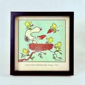 VTG Snoopy Sometimes Friends Are Family Too Hallmark Framed Print by Schulz